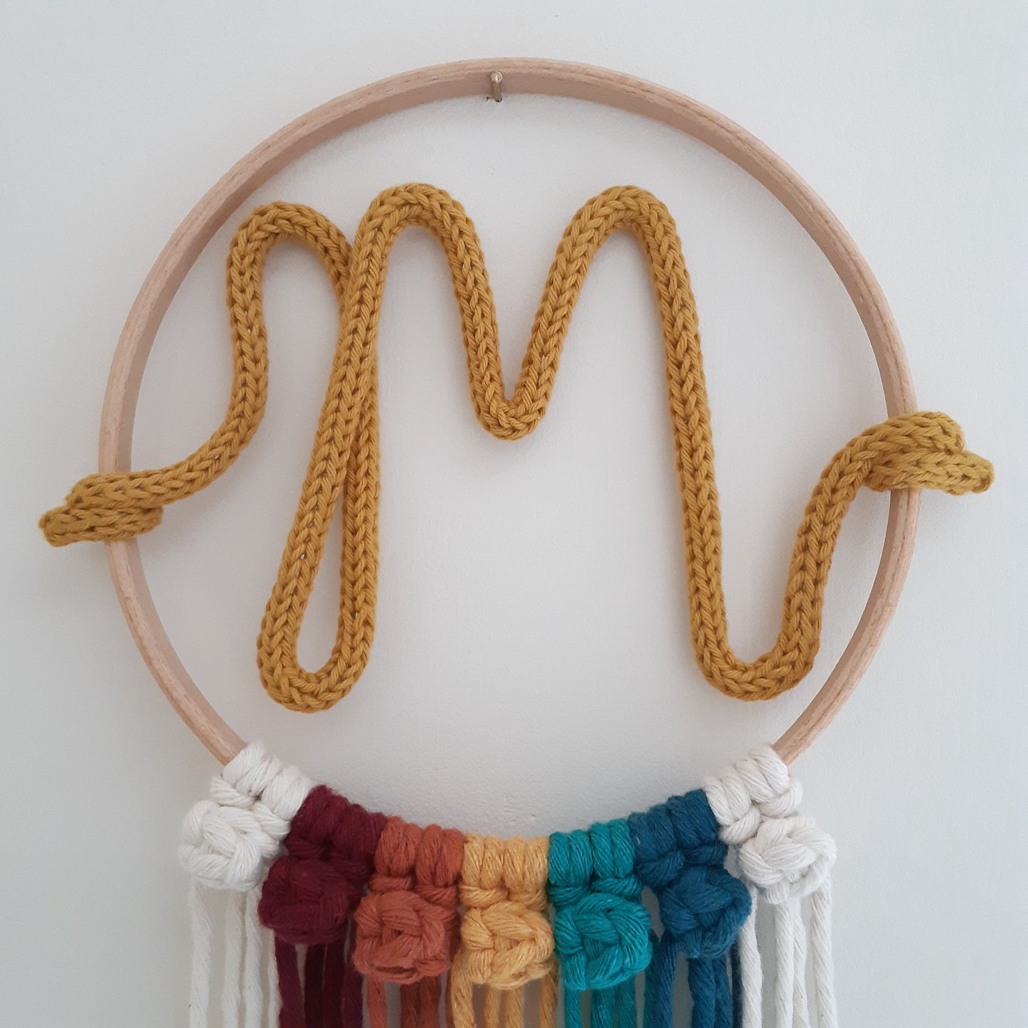 Rainbow Knitted Wire Letter Wall Hanging