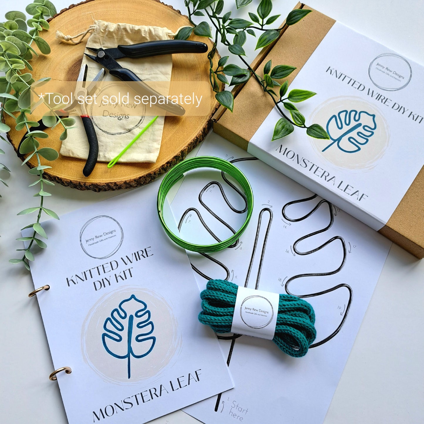 DIY Knitted Wire Kit - Monstera Leaf (tools NOT incl)
