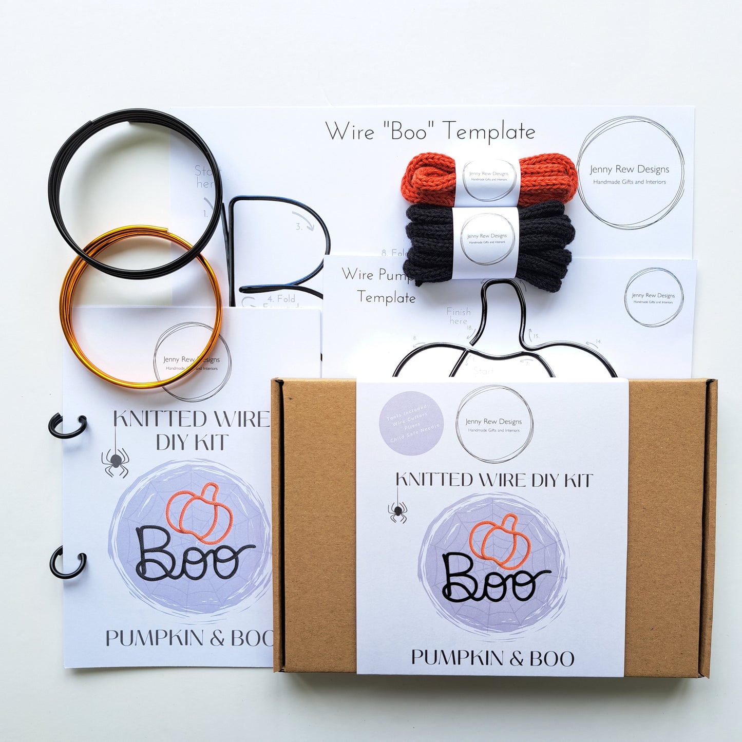 DIY Knitted Wire Kit - Boo & Pumpkin (tools NOT incl)
