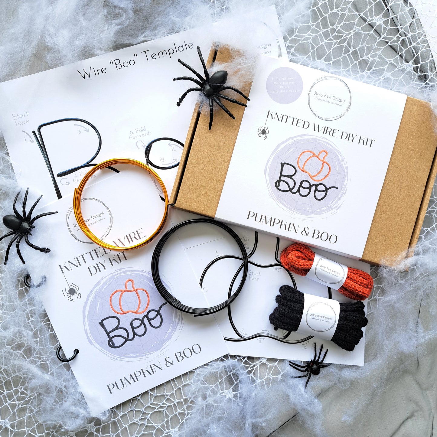 DIY Knitted Wire Kit - Boo & Pumpkin (tools NOT incl)