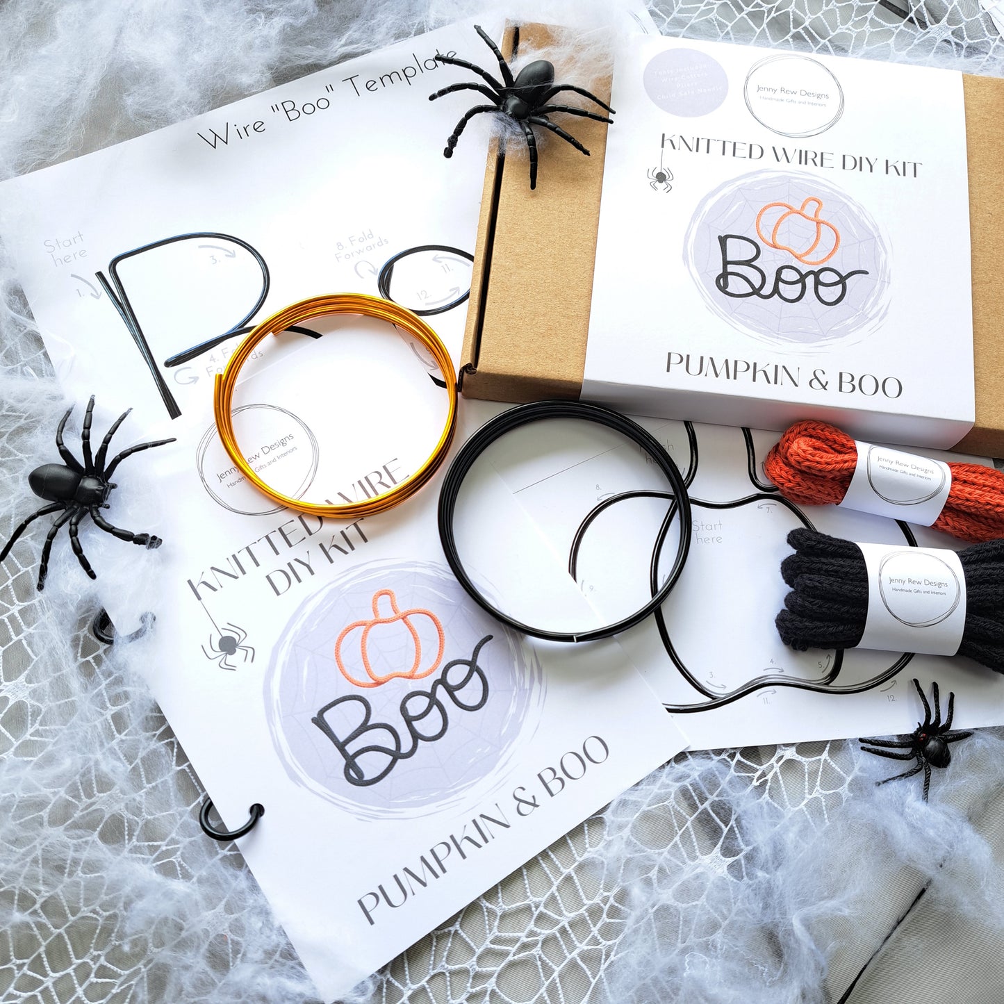 DIY Knitted Wire Kit - Boo & Pumpkin (tools NOT incl)