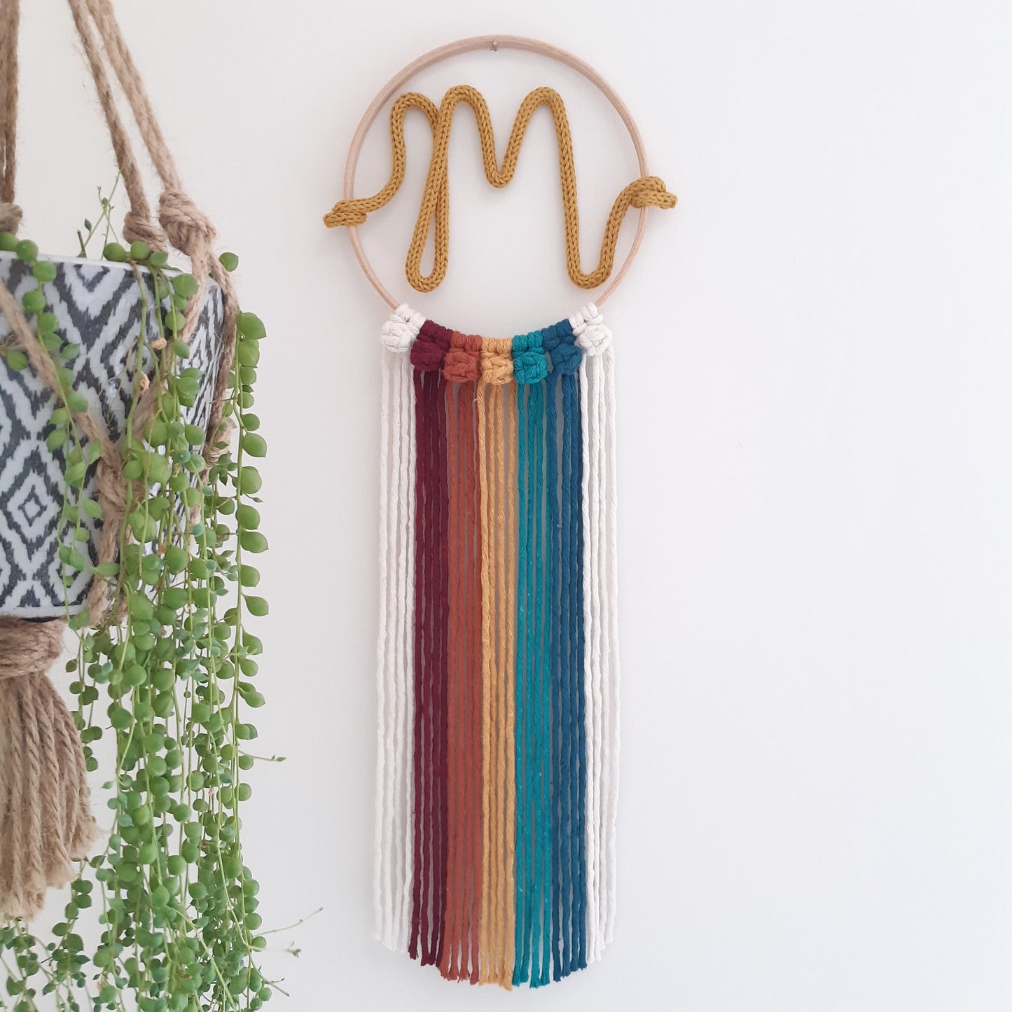 Rainbow Knitted Wire Letter Wall Hanging