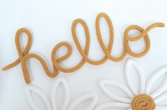 "hello" Knitted Wire Sign